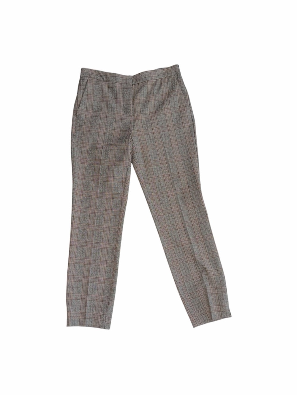 Zara Size Small Plaid StraightLeg Pants in Grey Glen Plaid w/ Rust/TanWindowPane